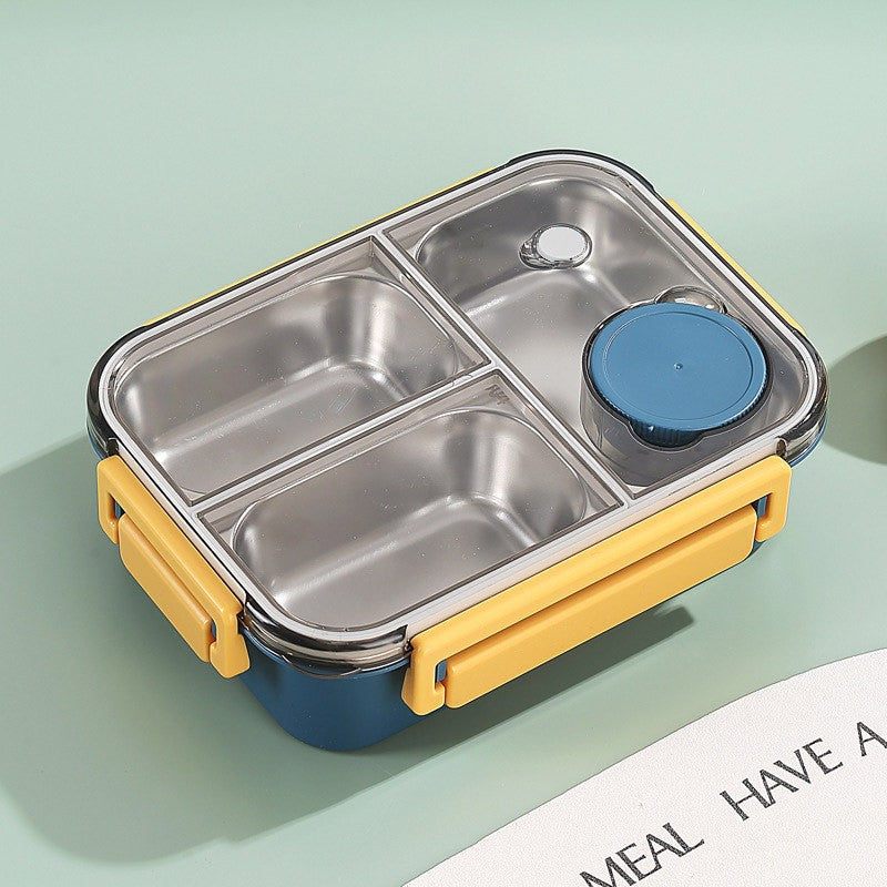 High-quality stainless steel divided lunch box, stylish plastic lunch box for students, salad box, microwaveable bento box for office workers.