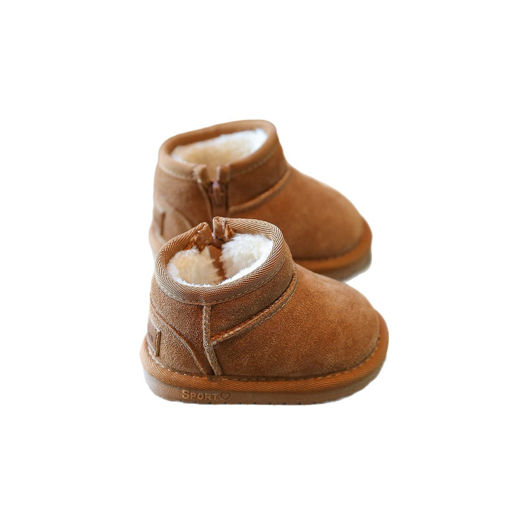 Baby snow boots, winter fleece-lined warm toddler shoes, children's winter shoes, girls' soft-soled walking shoes, boys' cotton shoes