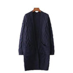 Women's Cross-Border Trade Sweater Coat 2026 Autumn/Winter New Korean Style Loose Cable Knit Solid Color Mid-Length Knit Cardigan