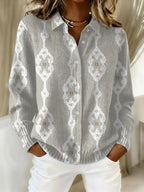2026 New Women's Shirt, Collared Cardigan, Solid Color Knit 3D Print, Christmas Autumn/Winter