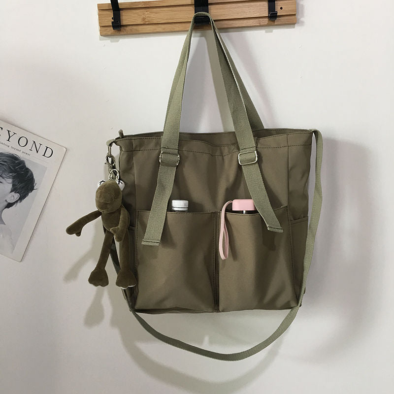 Waterproof bag large-capacity canvas bag Harajuku Japanese one-shoulder large bag college style